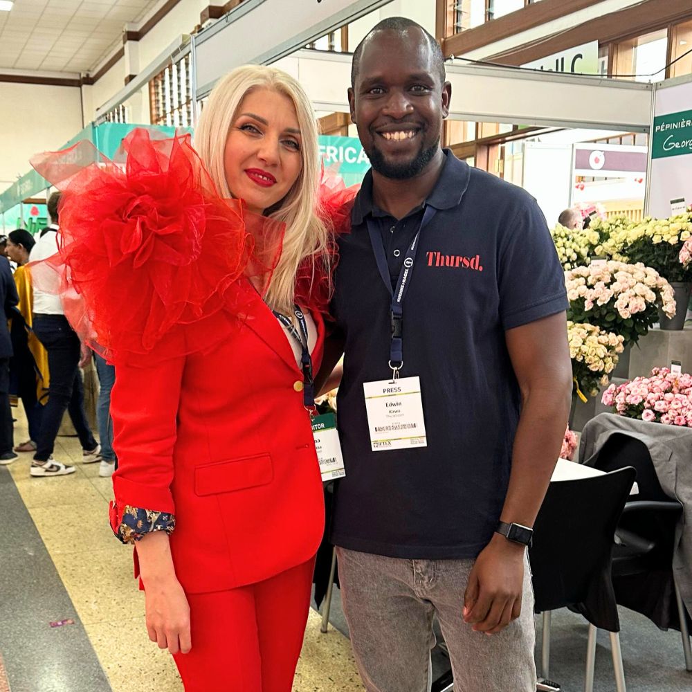 Alina Neacsa poses for a picture with Edwin Kirwa Thursd at the IFTEX 2025