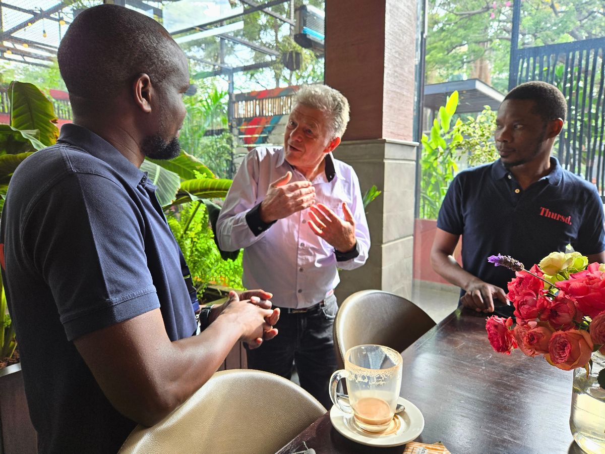 Team Thursd in a conversation with John Pouw of Viking Roses during a breakfast meetup organized by Tambuzi Roses Thursd at the IFTEX 2025