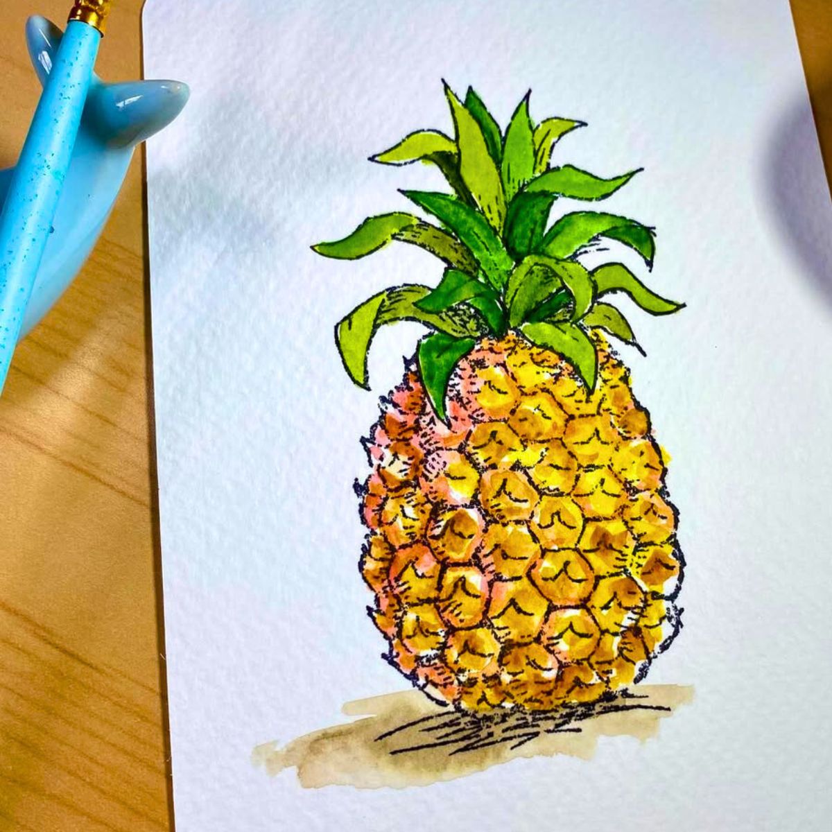 Waterpainting of a pineapple