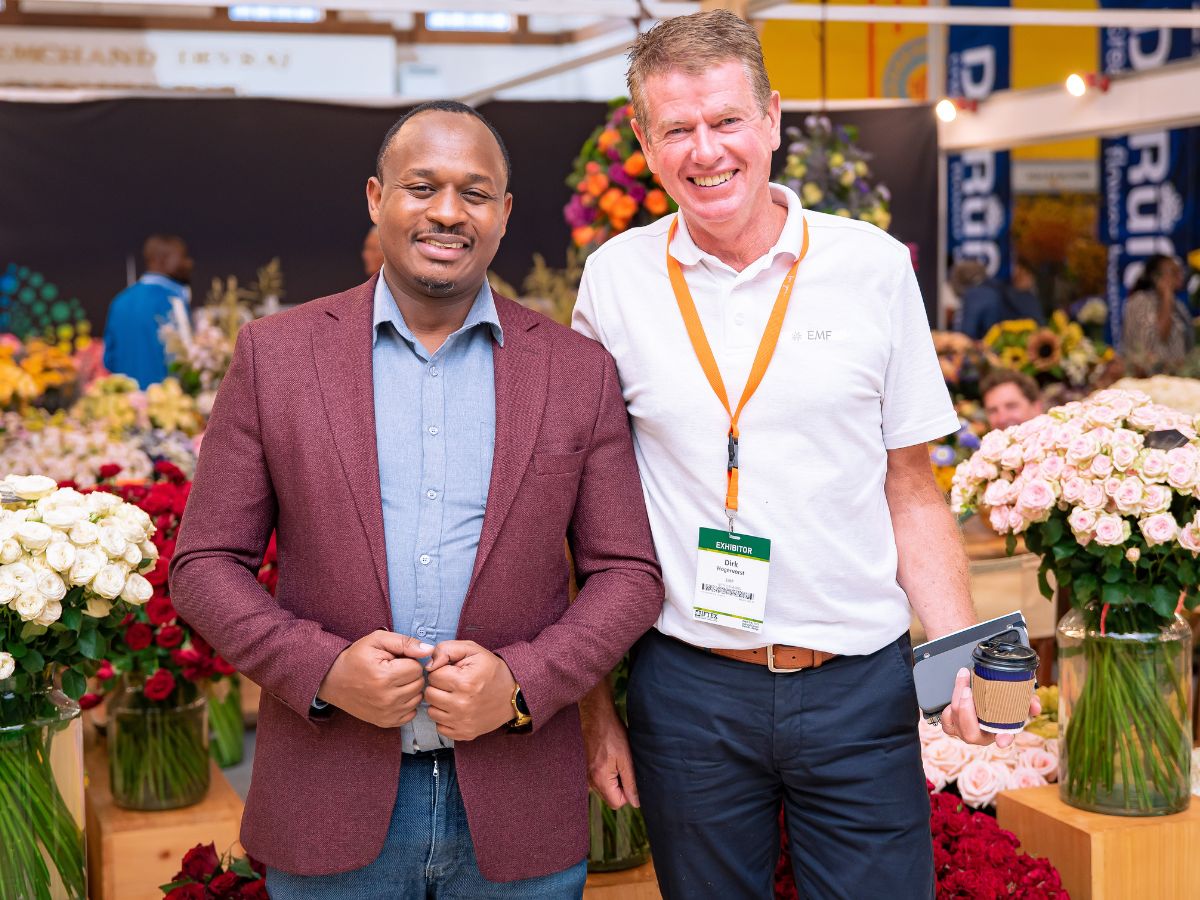 Edwin Gakonyo poses for a picture with Dirk of Ethiopian Magical Flowers 10 Questions to Edwin Gakonyo