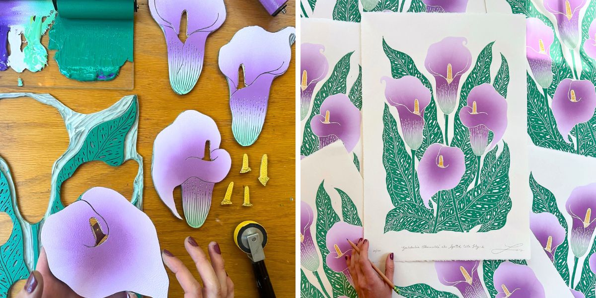 Purple calla lilies in the making Purple calla lilies in the making