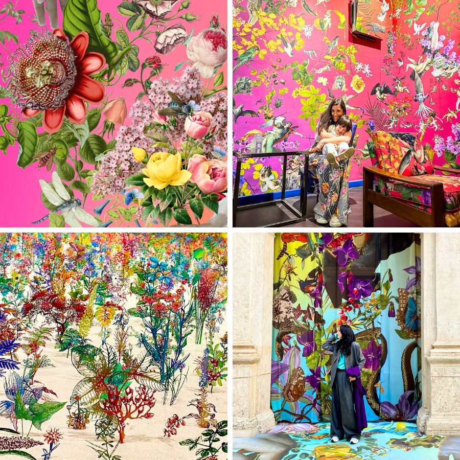 Flower installations and AI at Chiostro del Bramante