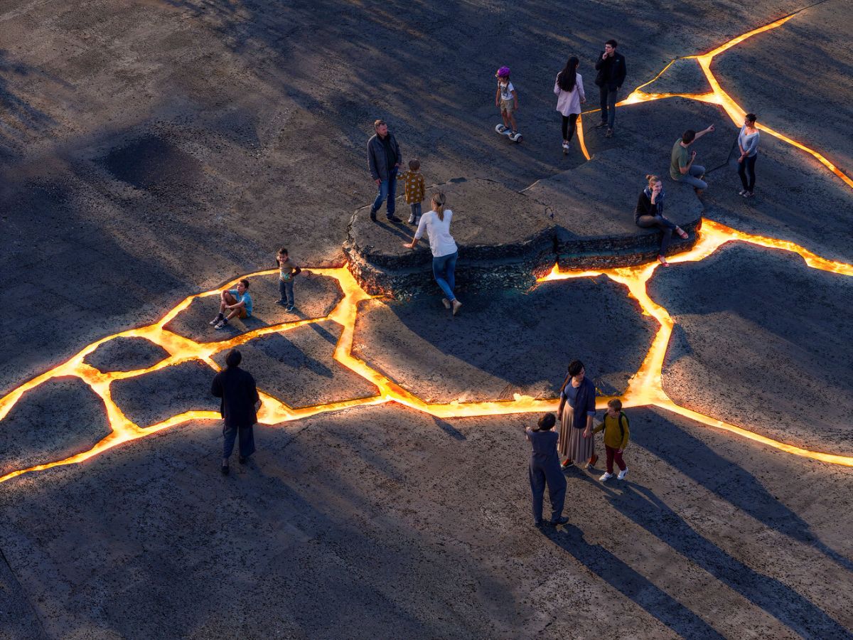 Renders of the yellow cracks by Big architects