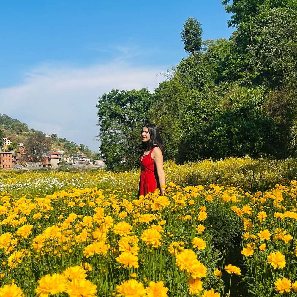 A beautifull girl in flower garden A beautifull girl in flower garden