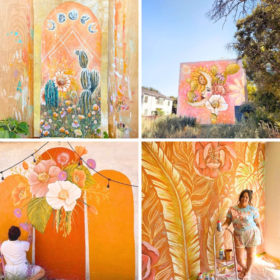 Styles of murals with flowers by Rachel Kernes