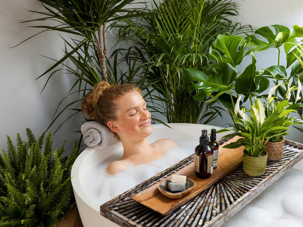 Serene Bathtub with plants Best Bathroom Plants