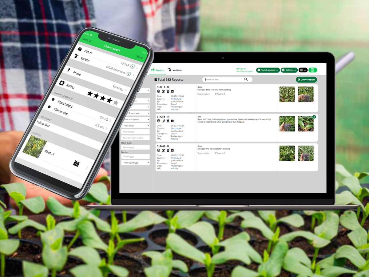 PlantScout interface on macbook and mobile phone PlantScout interface on macbook and mobile phone