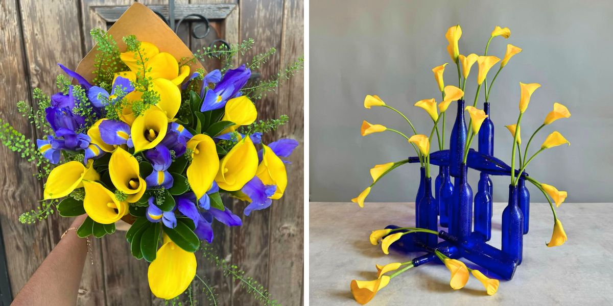 Yellow calla lilies in arrangemenets and fun decor