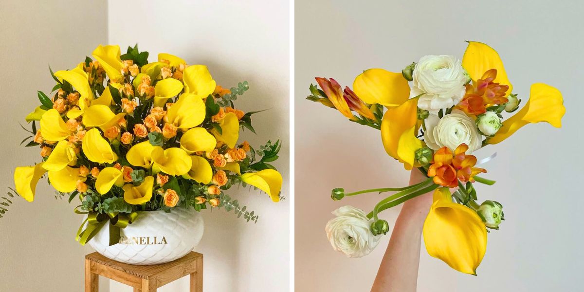 Arrangements for friendship day using yellow callas