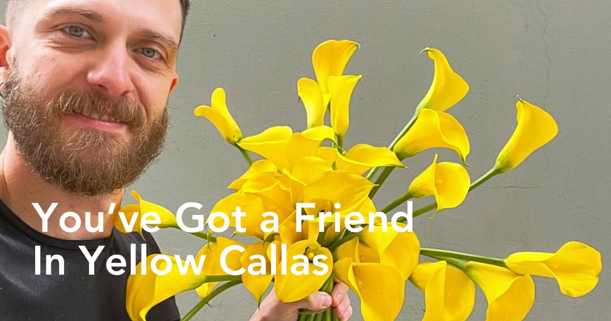 A man with yellow callas
