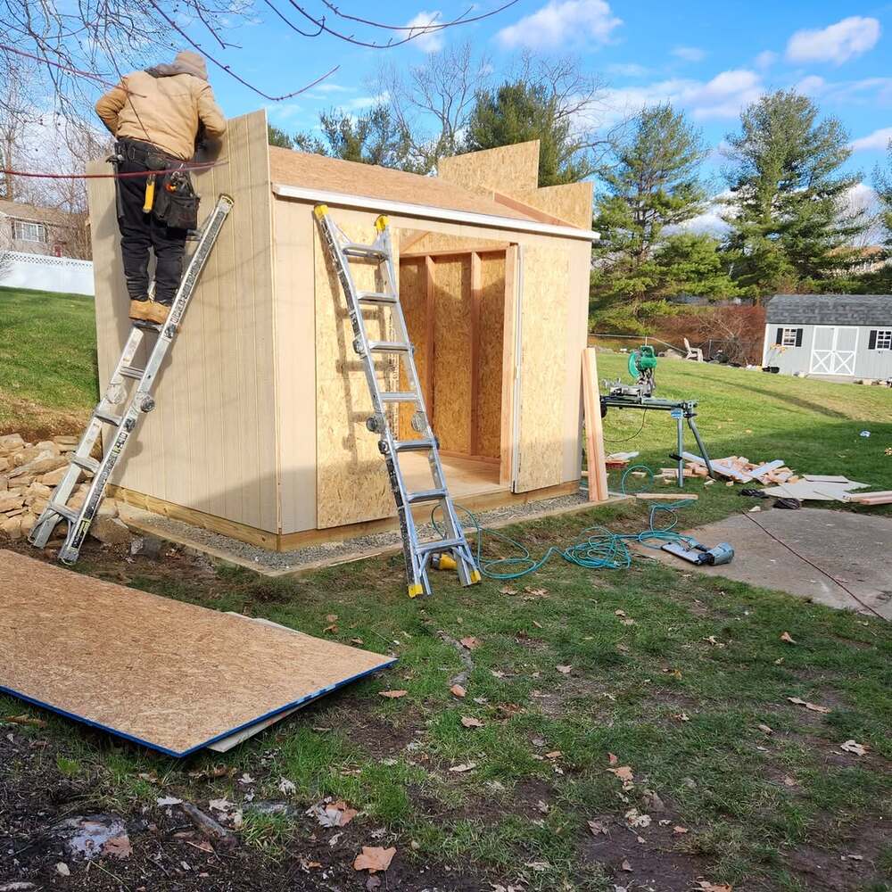 Shed construction with foundation work Shed construction with foundation work