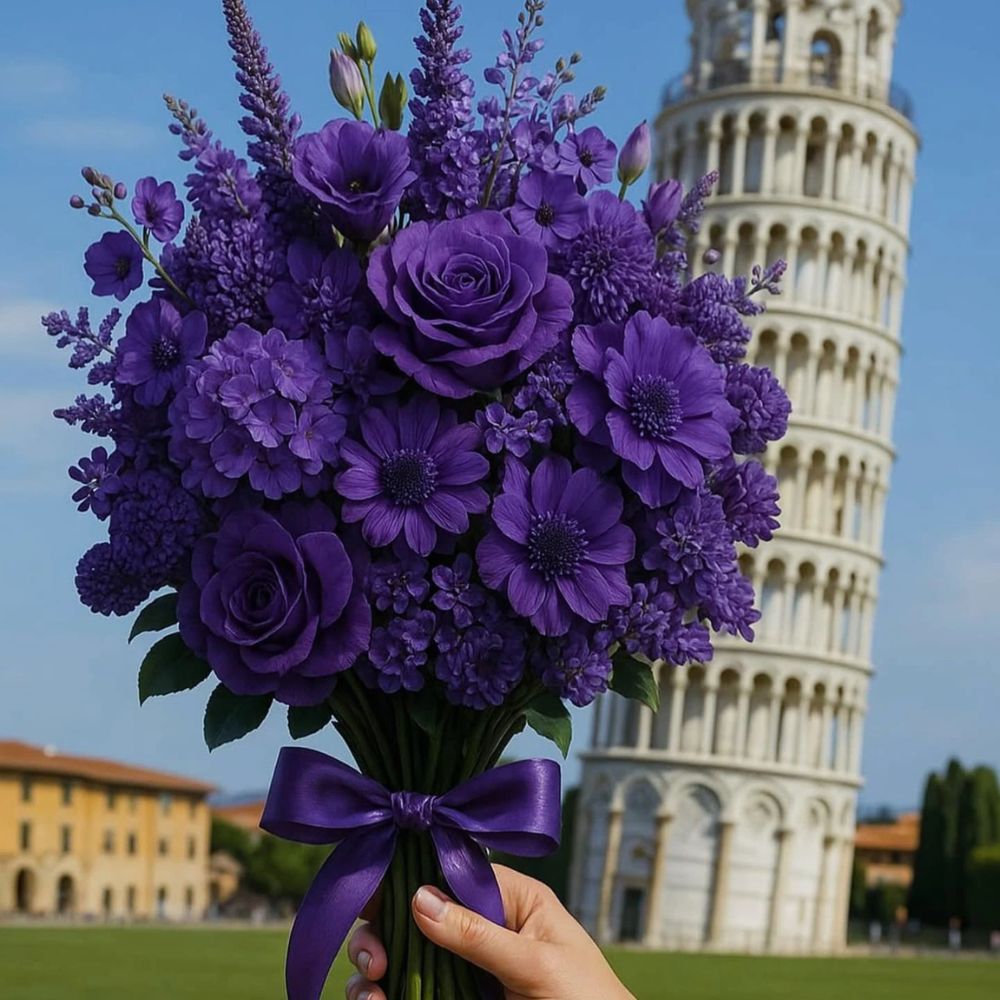 bright hue and cheery look of a bouquet made of complete purple flowers