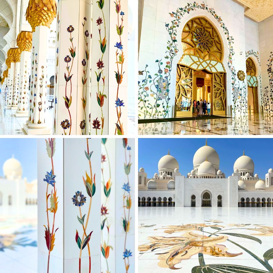 The incredible details and motifs of the Abu Dhabi mosque
