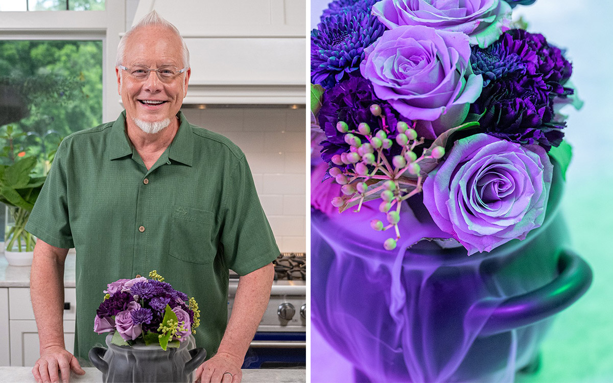 J Schwanke with purple Halloween design