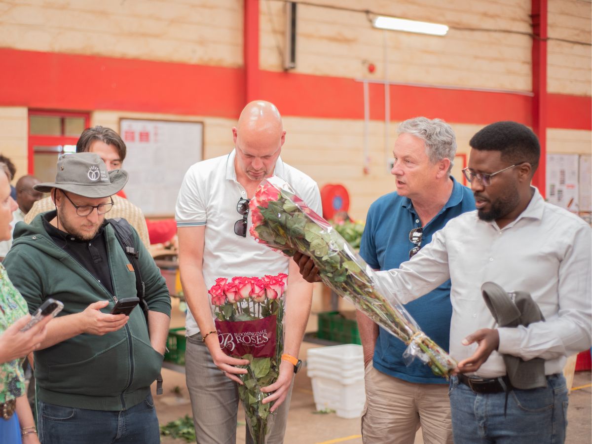 Jackson with Jeroen of Royal FloraHolland and buyers visiting Bloomingdale 10 Questions to Jackson Waweru