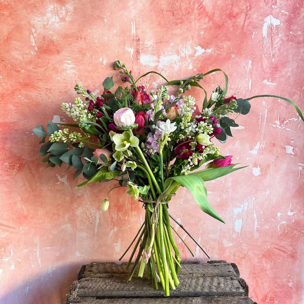 Hand-tied bouquet with mixed flowers