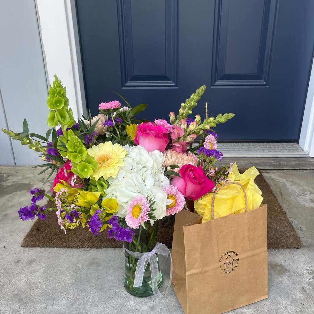Flower bouquet with eco paper bag