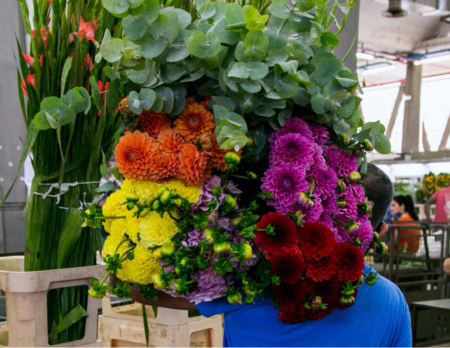 At the Tuesday Flower market in Rome