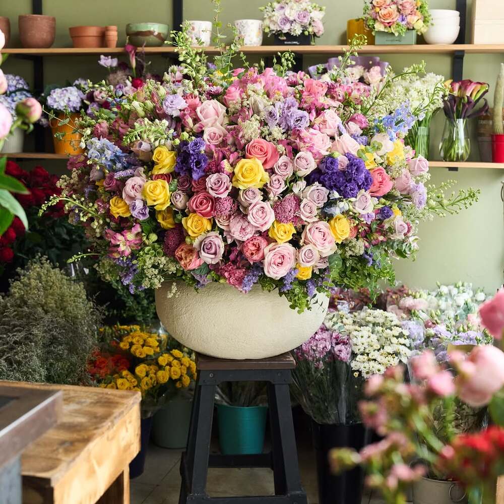 Large colorful floral arrangement display Large colorful floral arrangement display