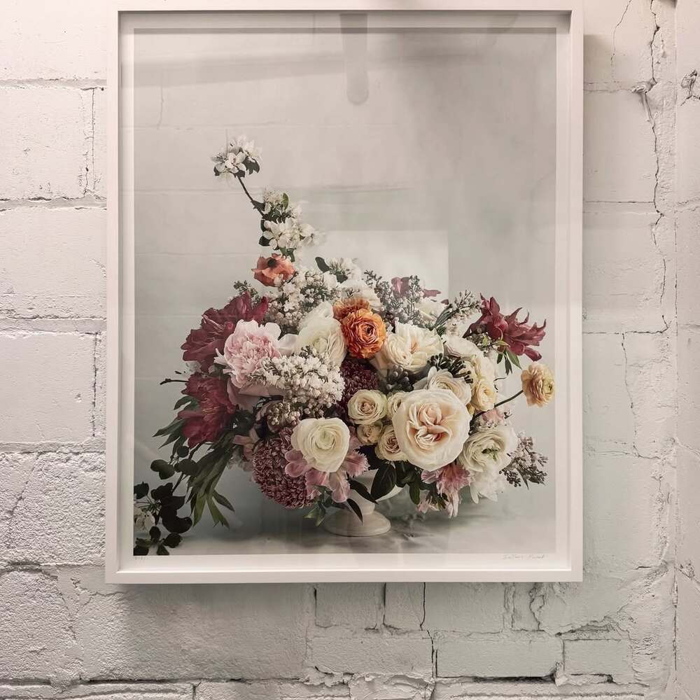 Framed floral bouquet wall art