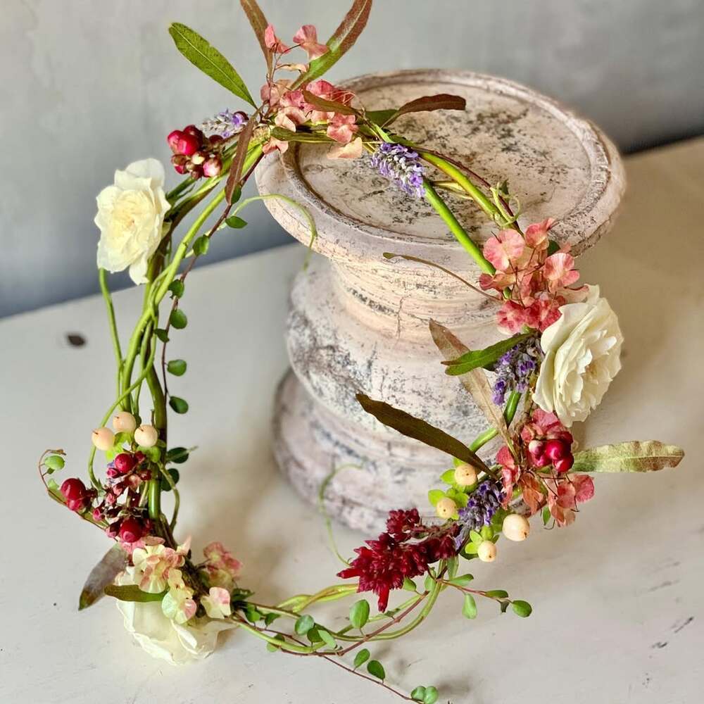 Delicate floral crown with roses