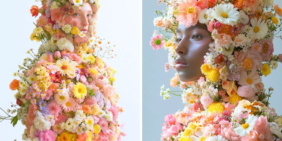 Flower covered women made with aI