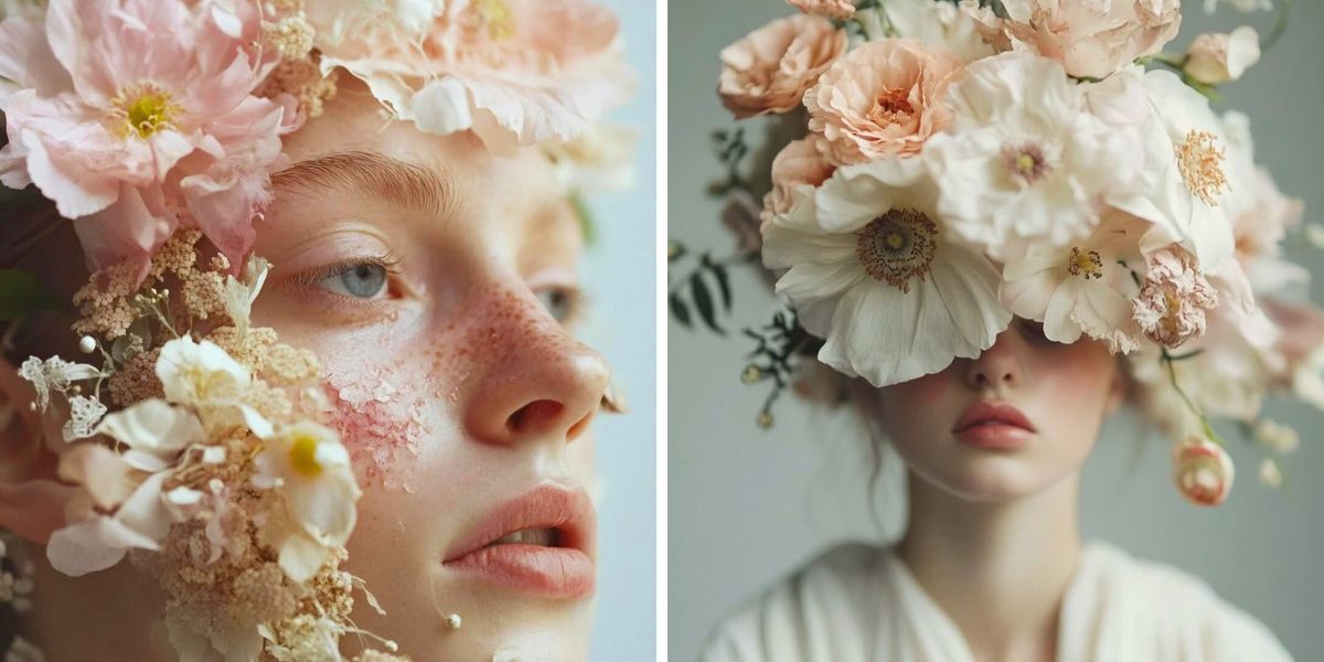 Flower girls with delicate pink and white flowers Flower girls with delicate pink and white flowers