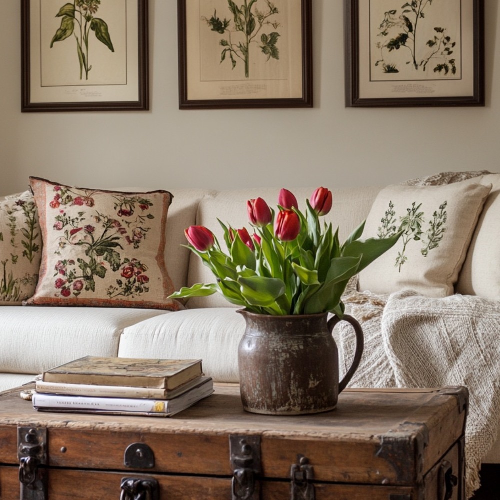 Cozy living room with floral decor Cozy living room with floral decor