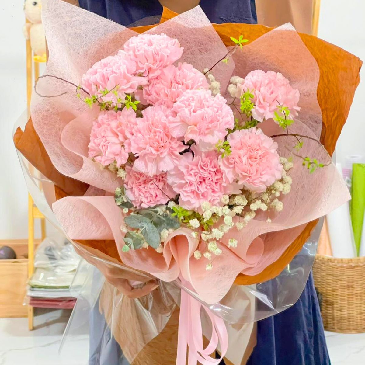 A beautiful bouquet of pink carnations