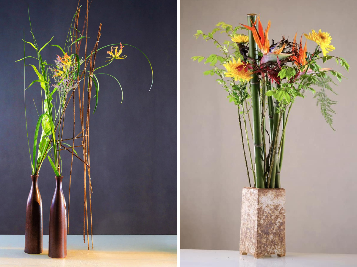 Ni Zhixiang Oriental design with bamboo vases