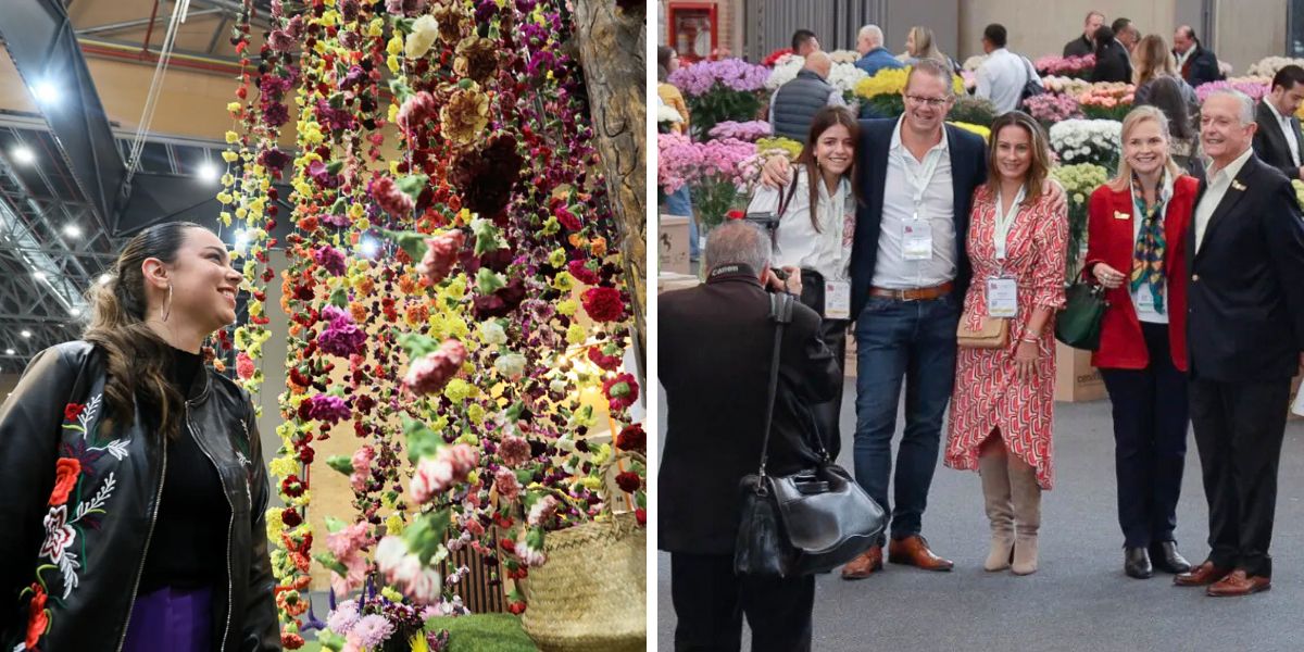 Hanging flowers and networking at Proflora