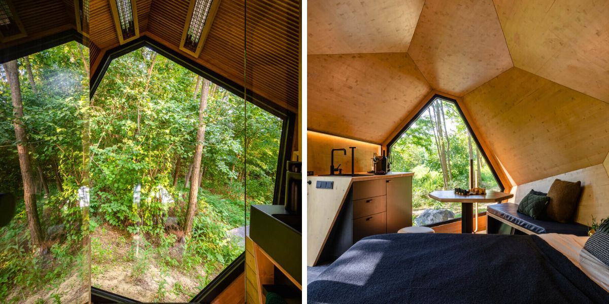 Indoor spaces in the cabin by Hello Wood