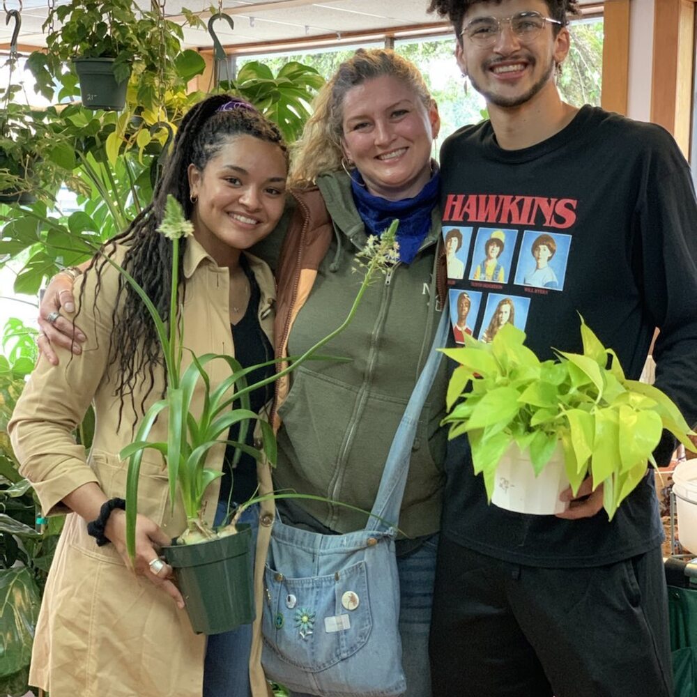 People enjoying plants and nature