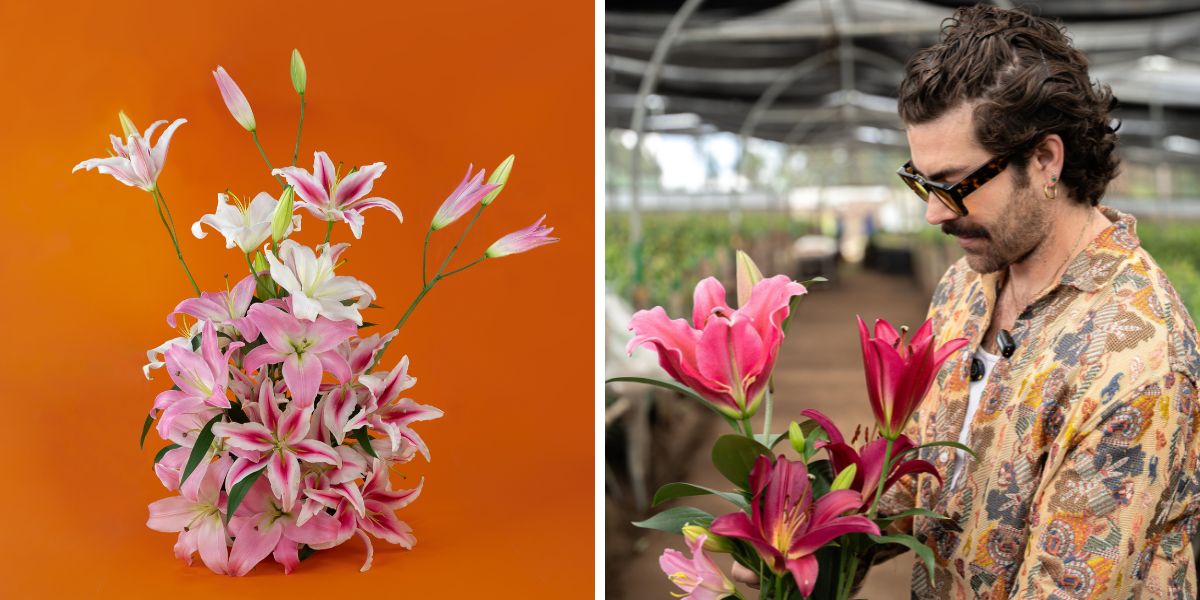 Mikey Putnam at Mystic flowers with lilies