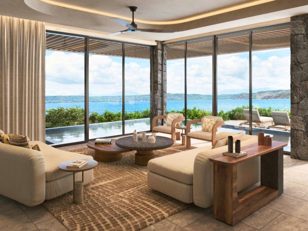 A living room with the green views