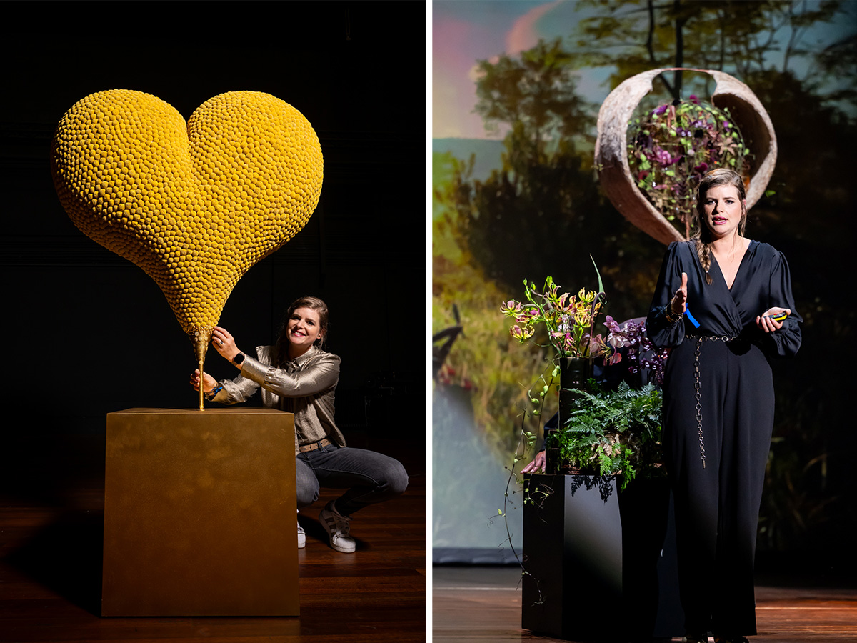 Hanneke Frankema GROWTH craspedia heart Hanneke Frankema GROWTH craspedia heart