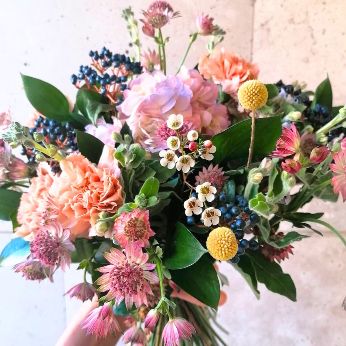 A design with colorful flowers and Viburnum A design with colorful flowers and Viburnum