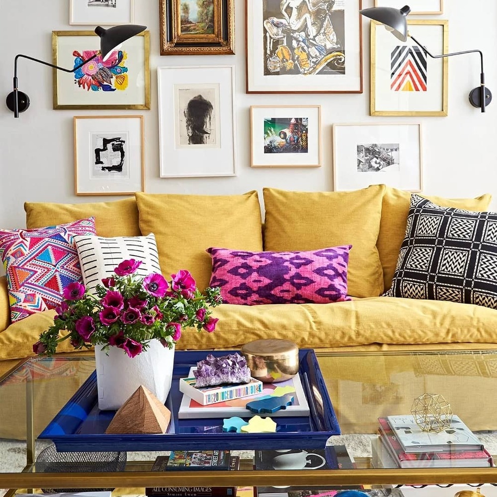 Colorful living room with gallery wall Colorful living room with gallery wall