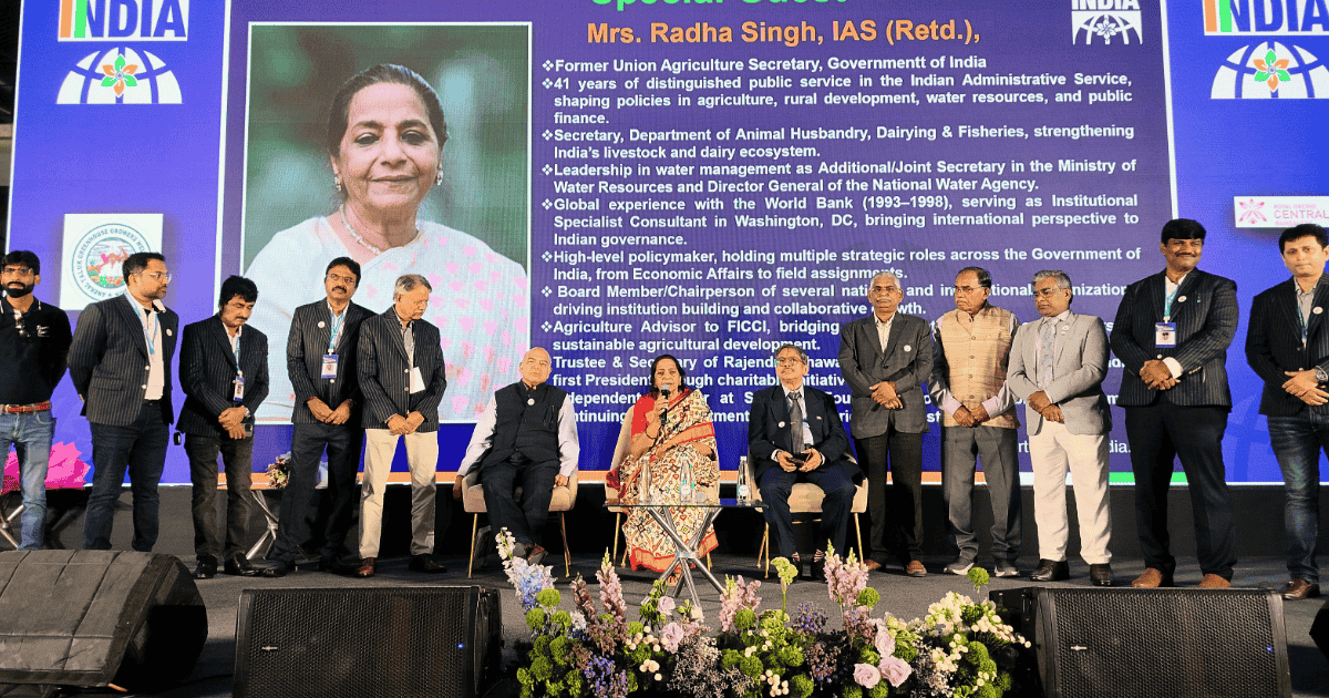 Mrs Radha Singh with other senior dignitaries on stage and event organizers on stage