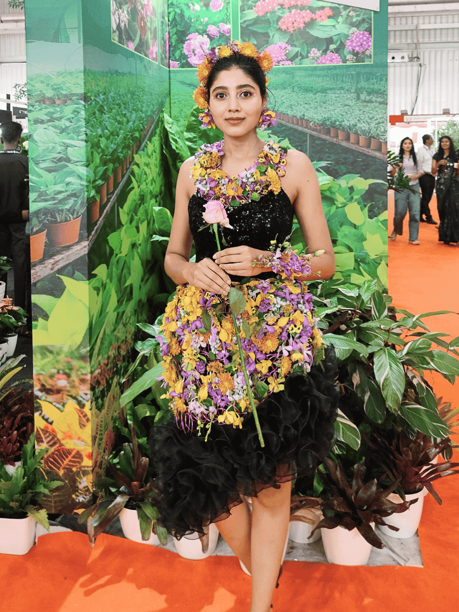 Floral dress designed by M. Shobha