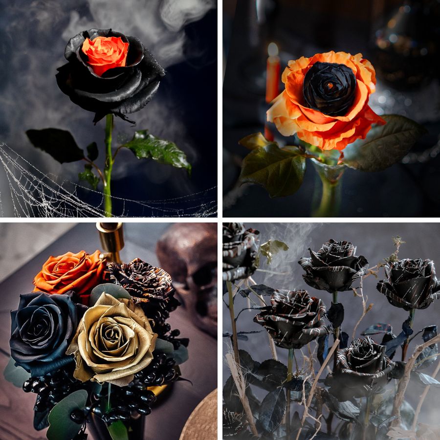 Halloweenistic designs with tinted roses