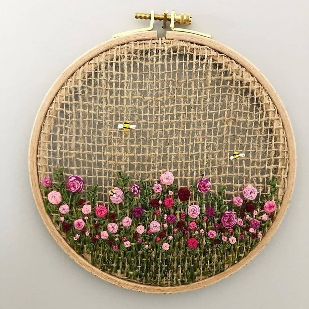 Flower embroidery in wooden hoop Flower embroidery in wooden hoop