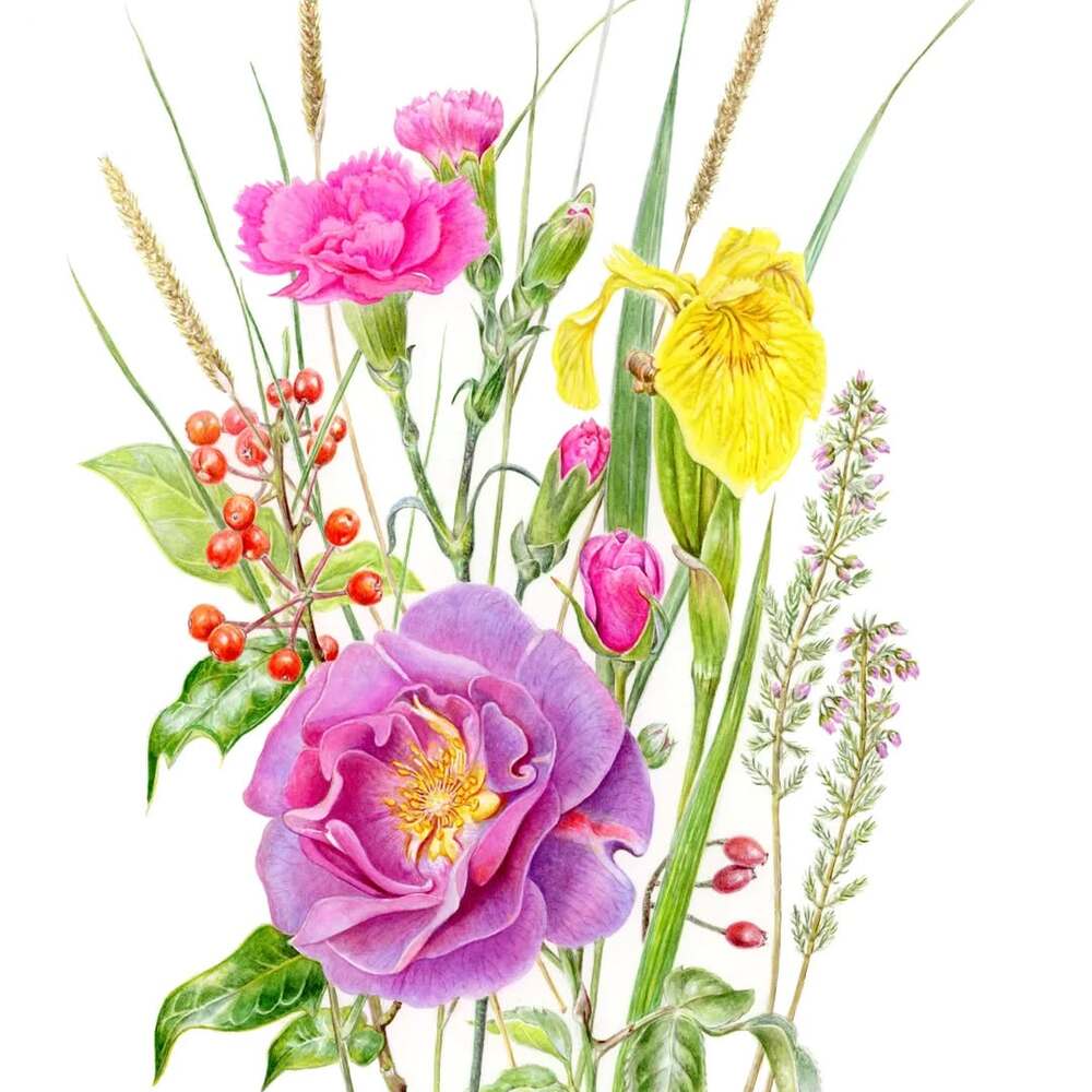 Colorful flower botanical watercolor painting Colorful flower botanical watercolor painting
