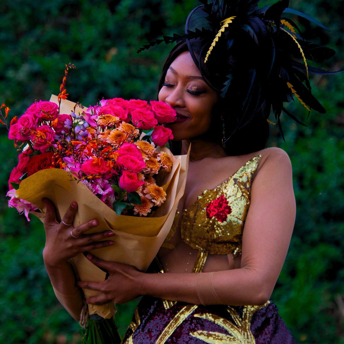 Kenya Flower Festival Lady With Flowers