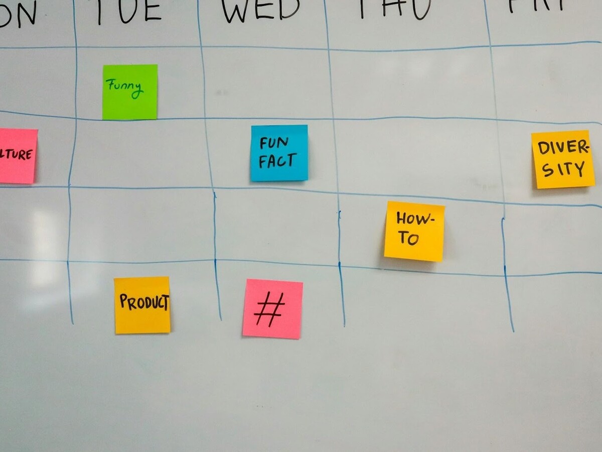 Content calendar with sticky notes