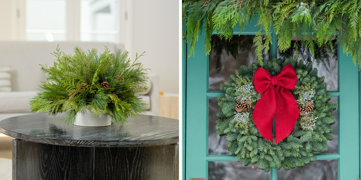Christmas decor made with evergreens Christmas decor made with evergreens