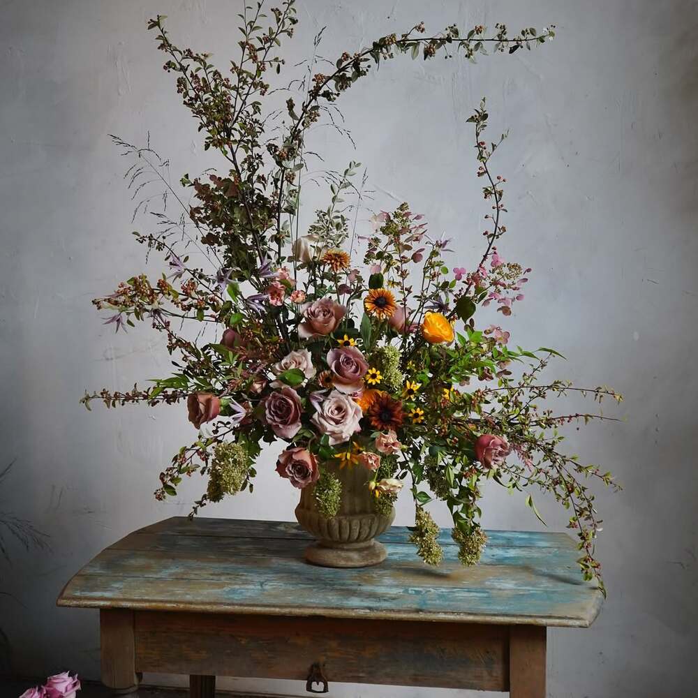 Rustic, dramatic floral arrangement composition Rustic, dramatic floral arrangement composition