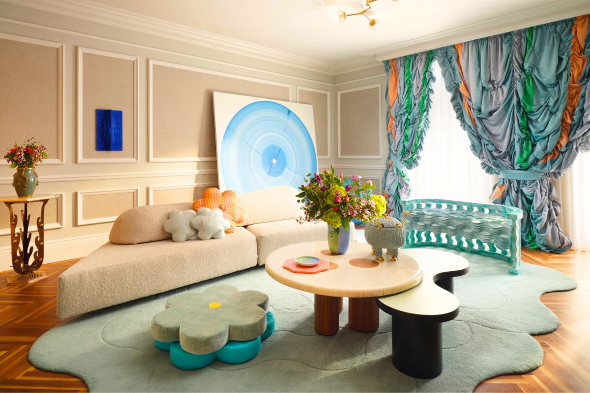 The room filled with colorful decor The room filled with colorful decor