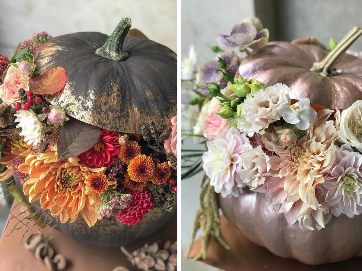 Decorated Pumpkins With Flowers by Attila Németh