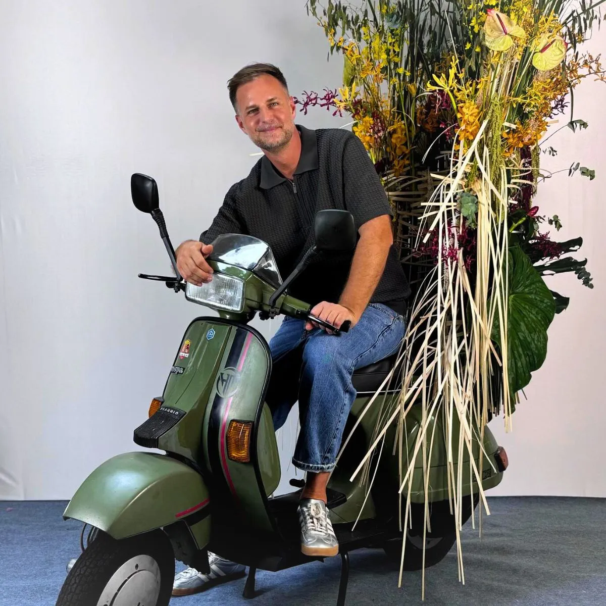 Attila Nemeth on a Vintage Motor Bike